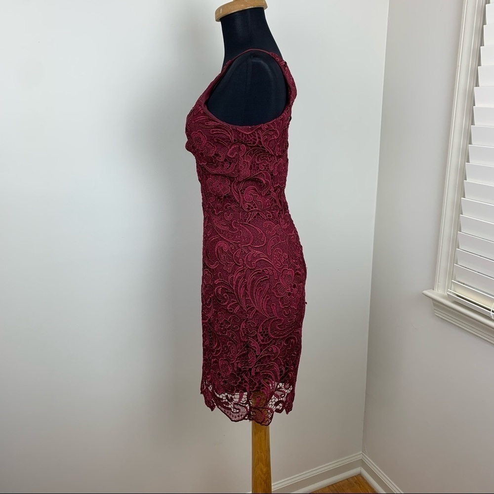 Dress The Population Red Berry Lace Mini Dress S - Picture 4 of 16